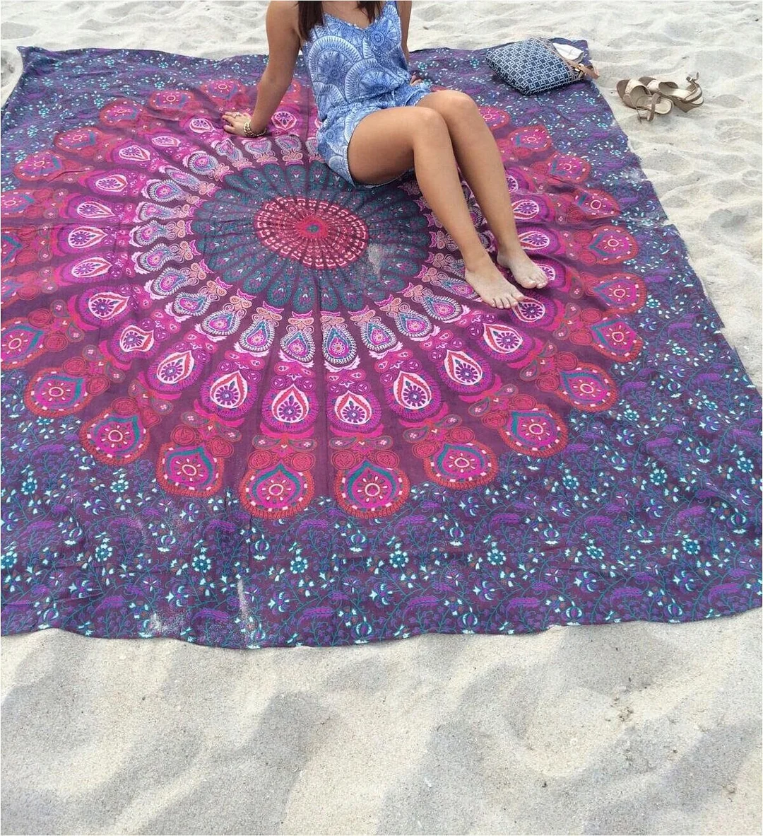 210x150cm Portable Movable Boho India Mandala Chiffon Tapestry Wall Hanging Bed Manta Beach Towel 3 Colors