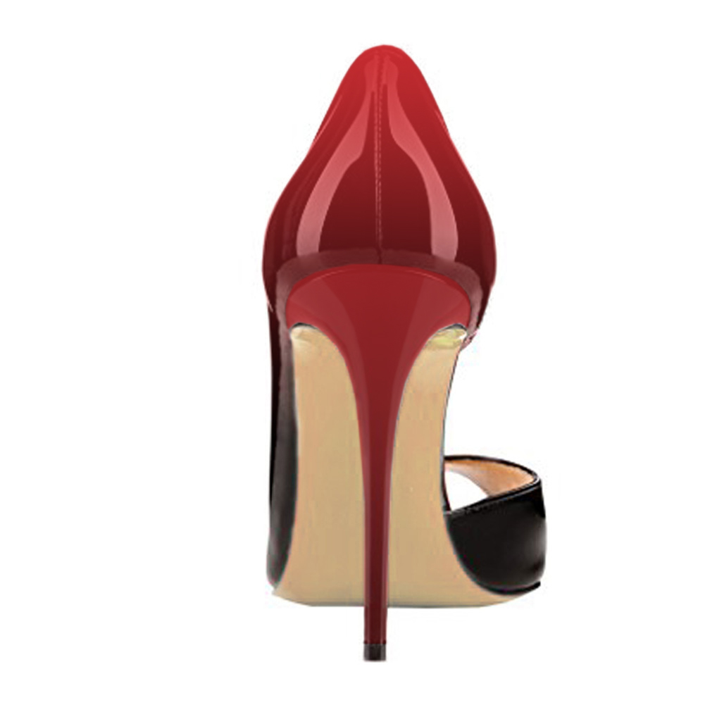 120mm Women's Party Wedding Peep Toe Heels Gradient Color Red Black-vocosishoes