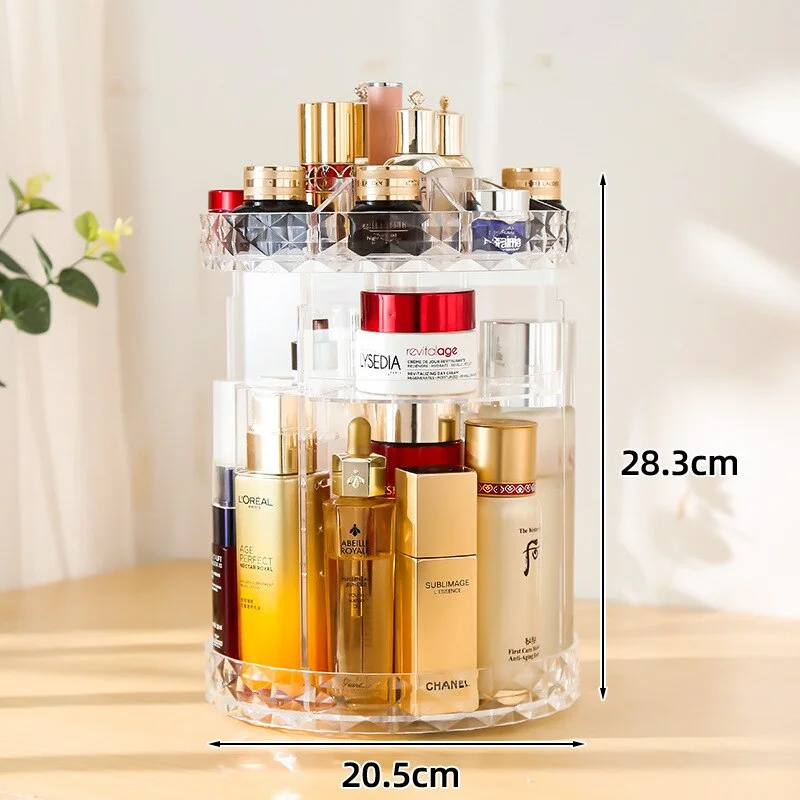 athvotar Degree Rotating Cosmetic Storage Box Make-up Organizer Lipstick Holder Transparent Crystal Display Stand Large Capacity