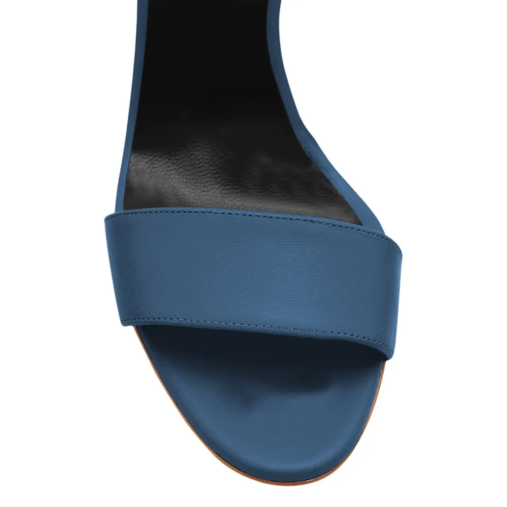 YDN Elegant Blue Open Round Toe Lace-Up Strap Heels Sandals