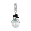 925 Sterling Silver Pearl Snowman Charm Bead