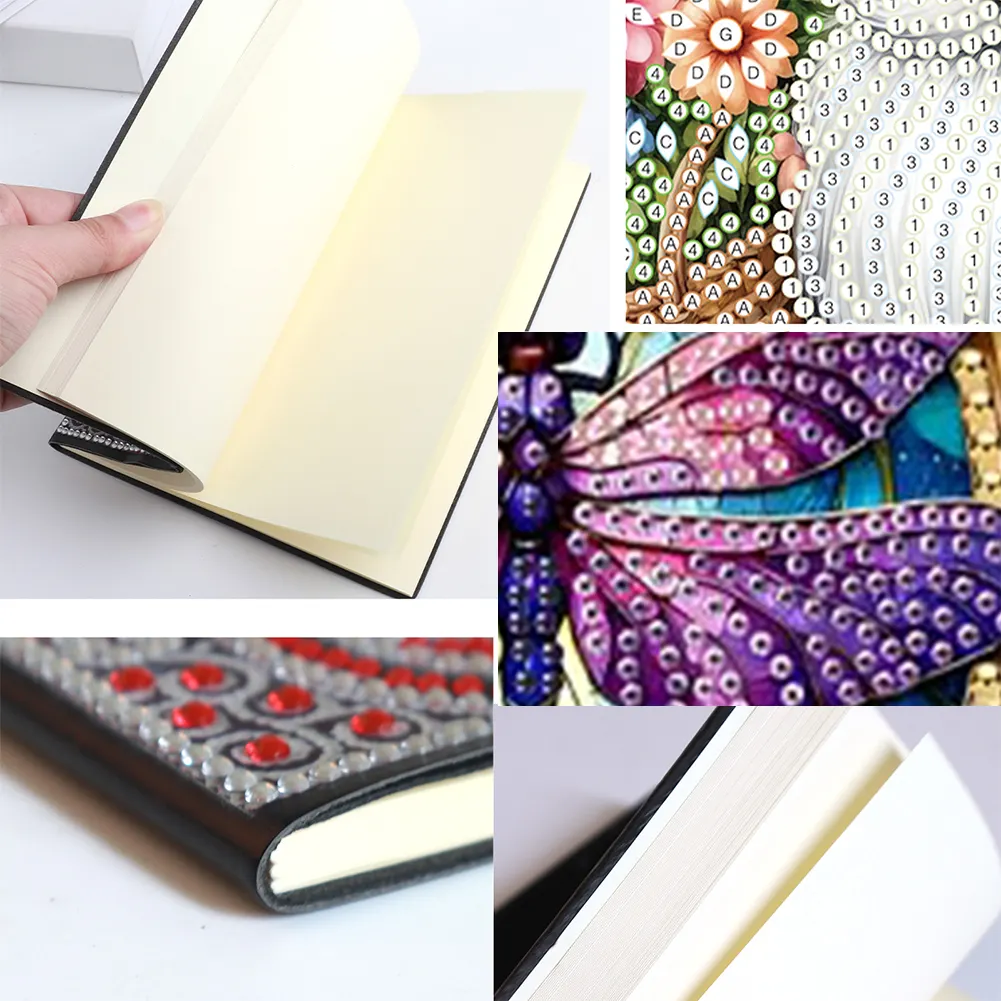 Dragonfly 5D DIY Diamond Art Painting Notebook Kit (50 Pages A5 No Lines) Rhinestone Art Painting Notebook Kit for Adults Beginners Holiday Birthday Gift