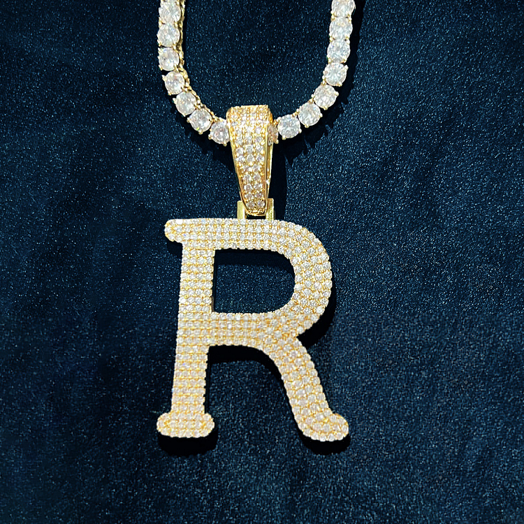 A-Z Big Initials Letter Chain Pendant HipHop Necklace Jewelry-VESSFUL
