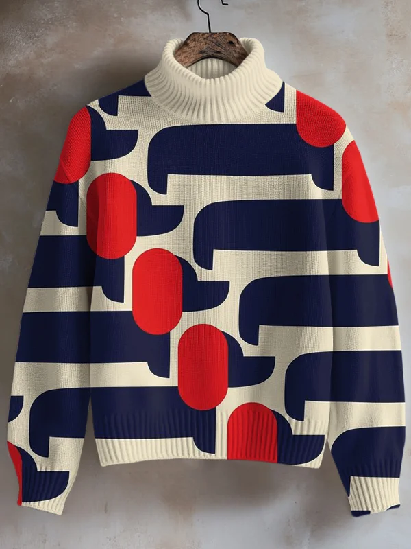 Women's Funny Dachshund Print High Neck Knit Sweatshirt