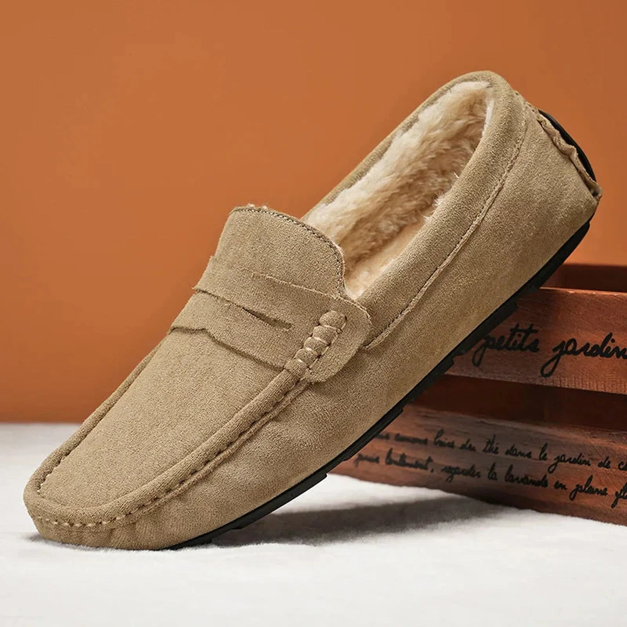 Men's Suede Penny Loafers &ndash; Plush-Lined Slip-On Comfort