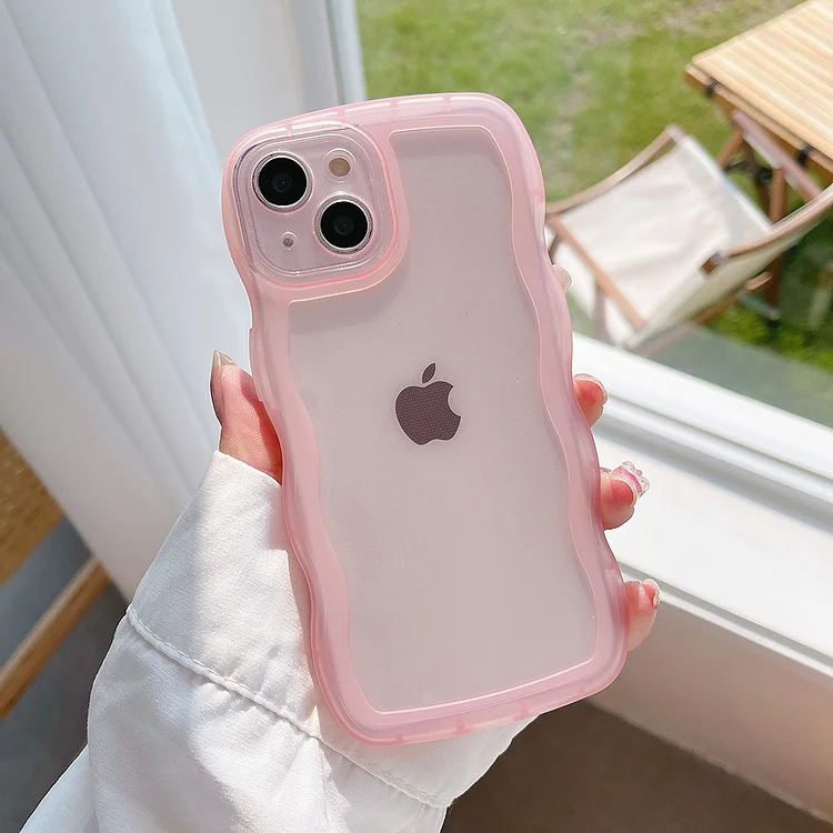 for iPhone 15 14 13 12 11 Pro Max Mini XS SE 7 8 Plus Case Cute Transparent Curly Wave Hybrid Shockproof Bumper Cover Soft Funda