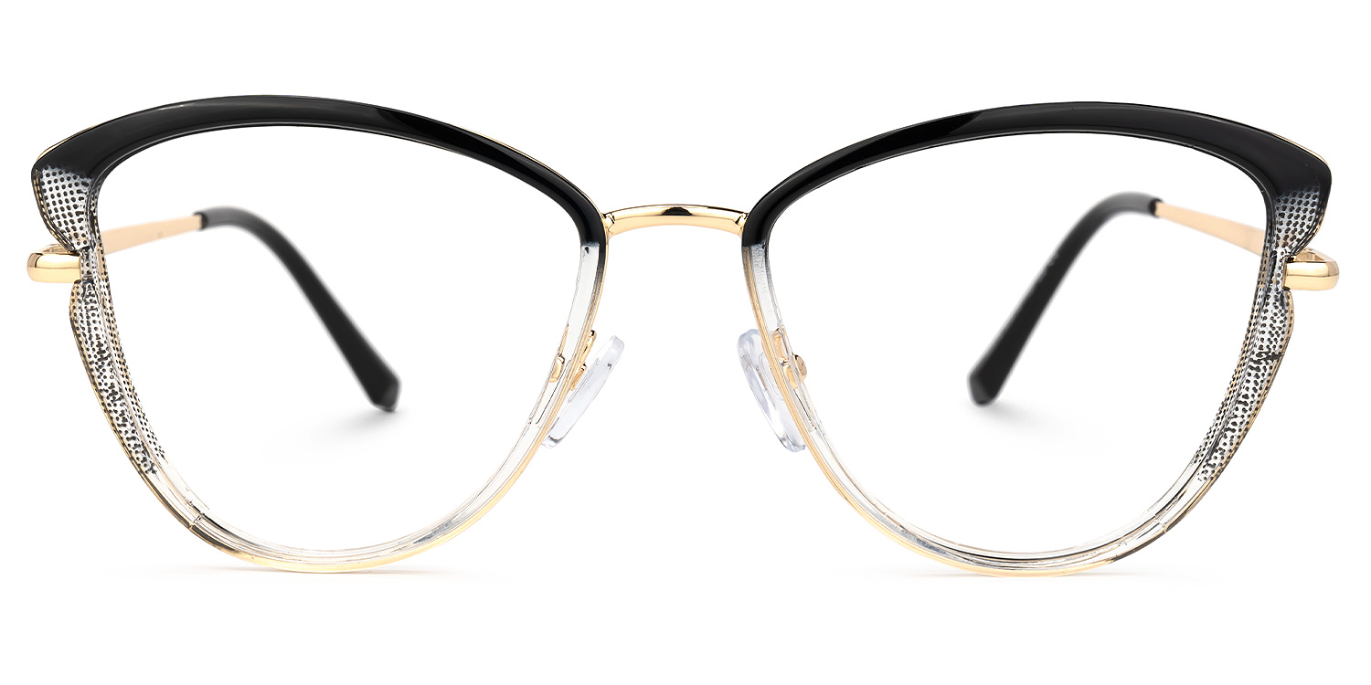 Galina Schwarz-Gold Cateye Brille Schwarz-Gold