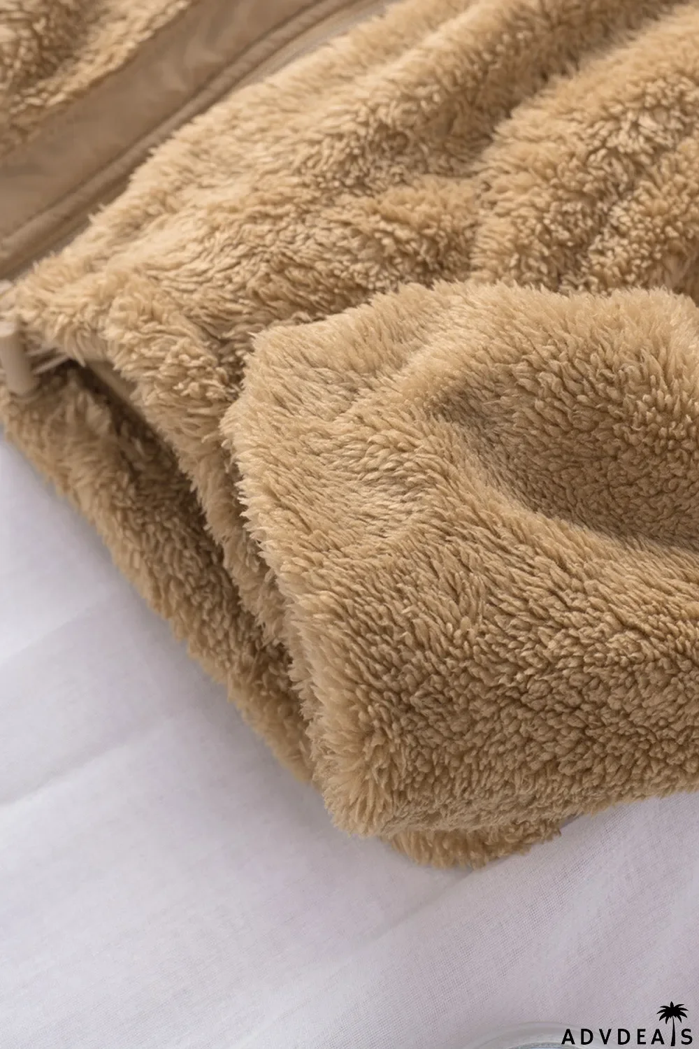 Zip Up Sherpa Coat With Pocket