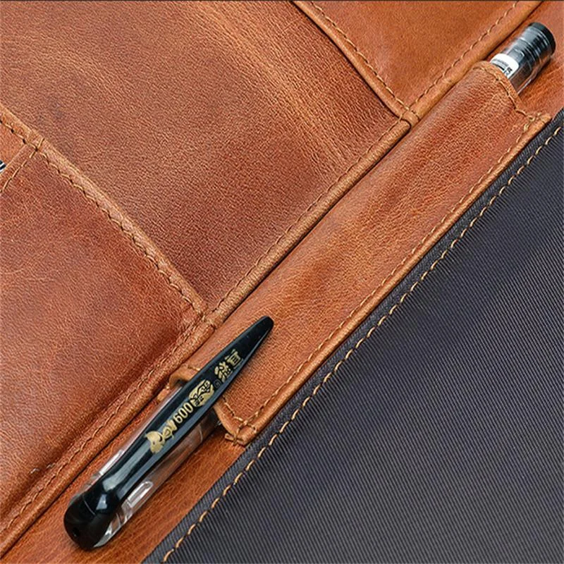 Vintage Leather Business Large-Capacity Clutch