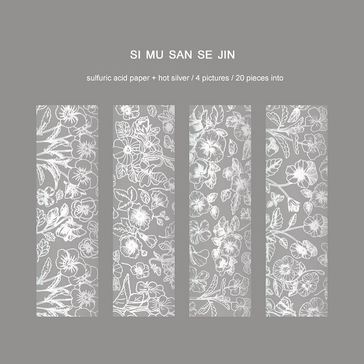 JOURNALSAY 20 Sheets Hot Silver Sulfuric Acid Material Paper Plant Flowers Memo Pad Journal Scrapbooking
