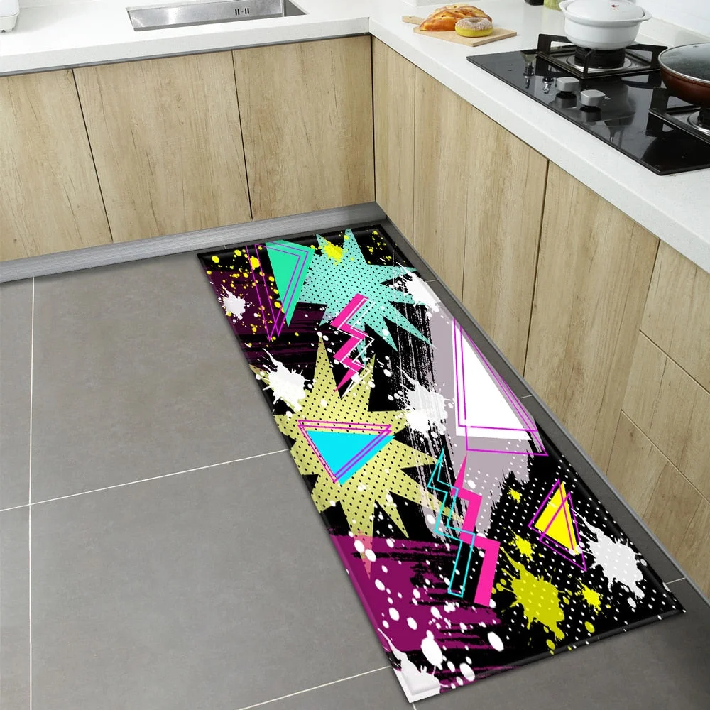 Modern Kitchen Mat Home Entrance Doormat Hallway Bathroom Anti-Slip Long Rug Bedroom Living Room Balcony Floor Decoration Carpet
