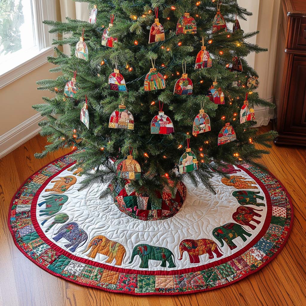 Festive Herd Christmas Quilted Tree Skirt NCU0NT2240