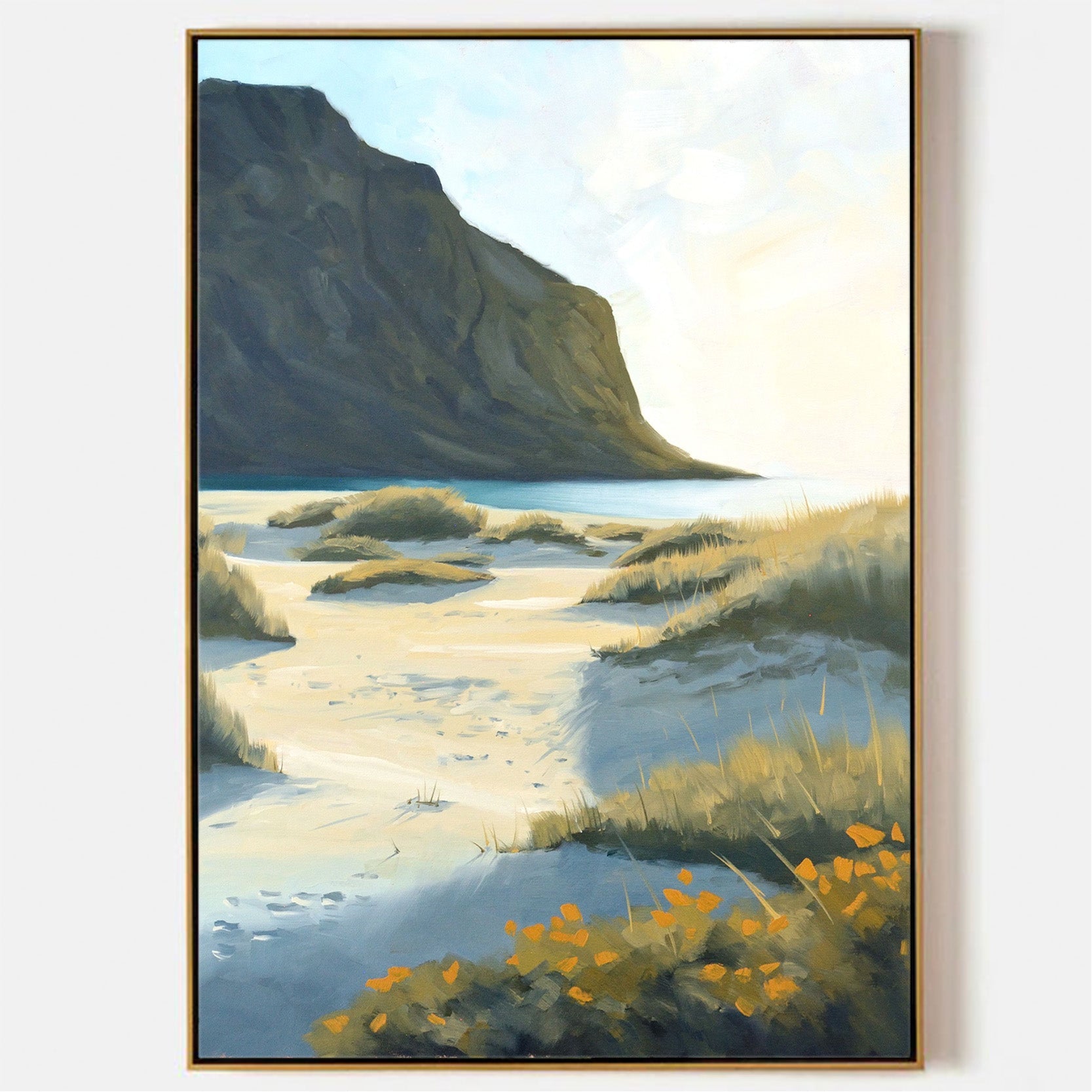 Arabelart This painting, titled "Morning Glow," is an oil painting depicting a sunrise on a Norwegian beach AR1137