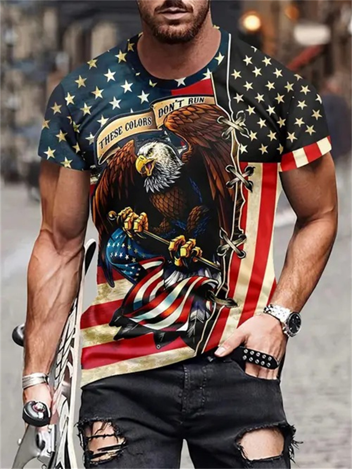 Men's New Fashion Trend Loose Short-sleeved Printed T-shirt