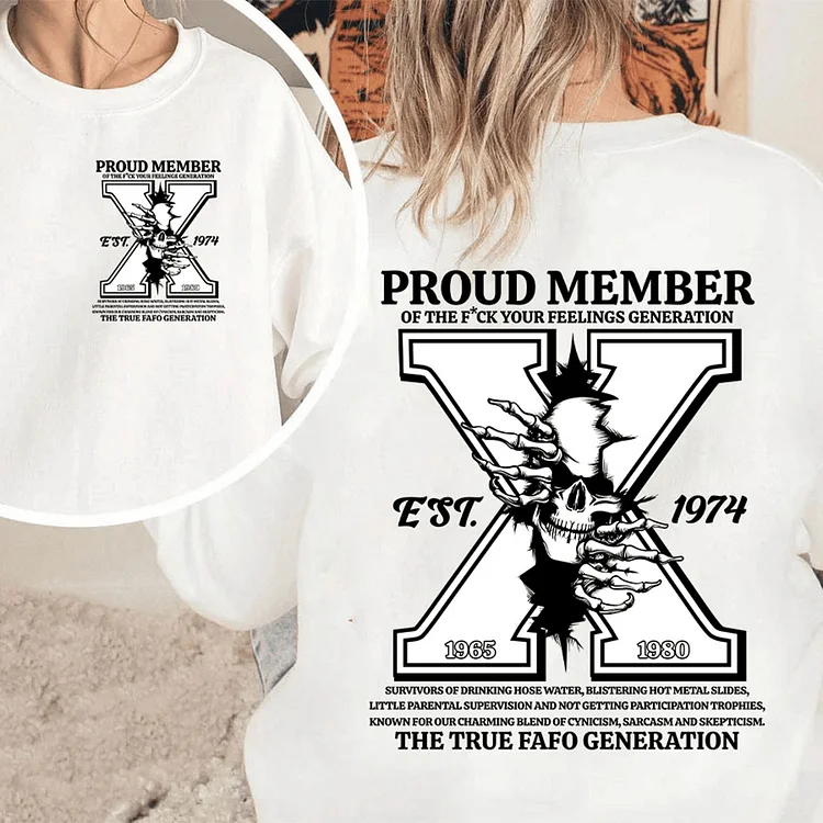Custom Year GenX Unisex Shirt, GenX Skull 2 Side T-shirt, Vintage 90s GenX 1965-1980 Shirt
