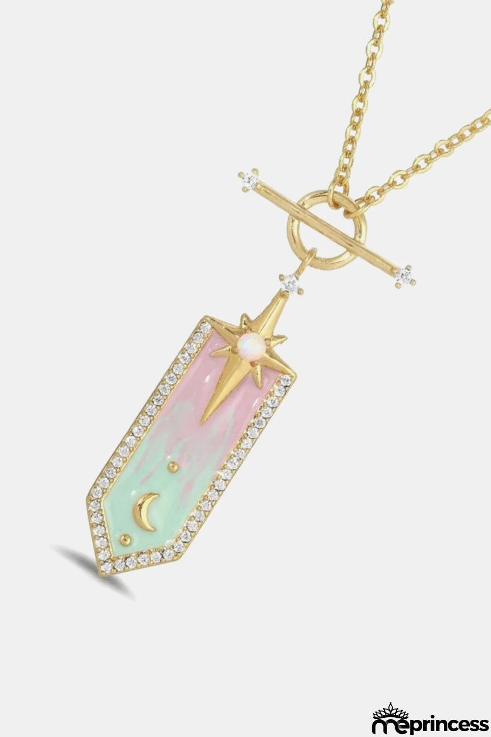 Star and Moon Gradient Pendant Copper Necklace