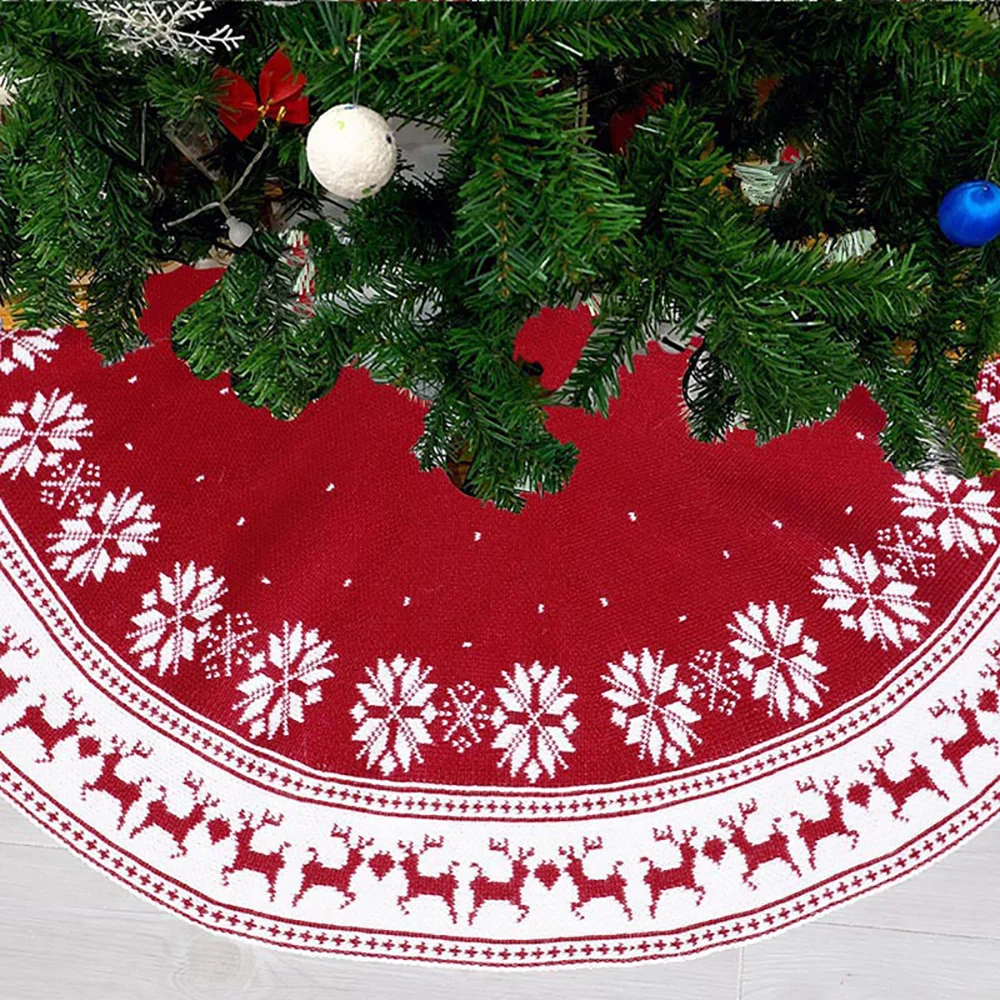 Christmas knitted moose snowflake Christmas tree tree skirt ornament