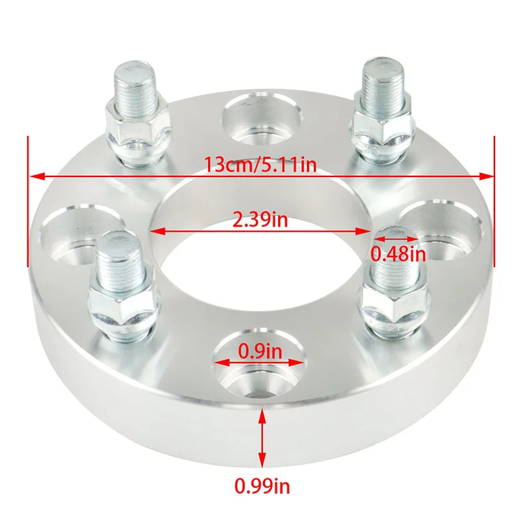 SEBLAFF 4 PCS 1in 4 x 101.6mm Silver Wheel Flange Spacers Adapters 62mm Hub Bore & 1/2in x 20 Studs