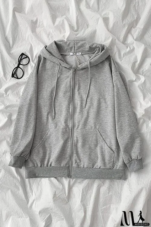 MidiSono - Pockets Loose Hoodie Coat