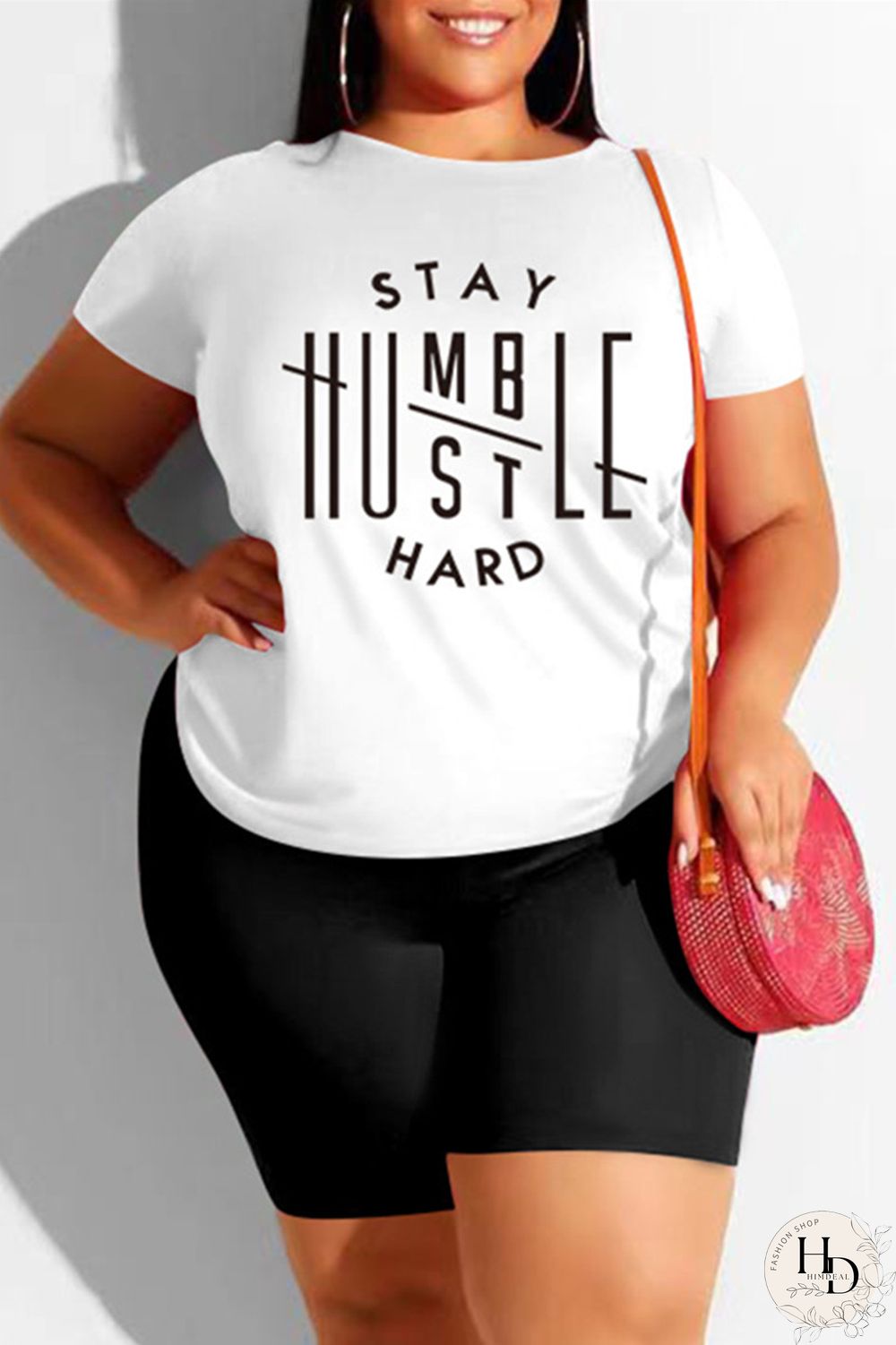 Black Fashion Casual Print Basic O Neck Plus Size Two Pieces