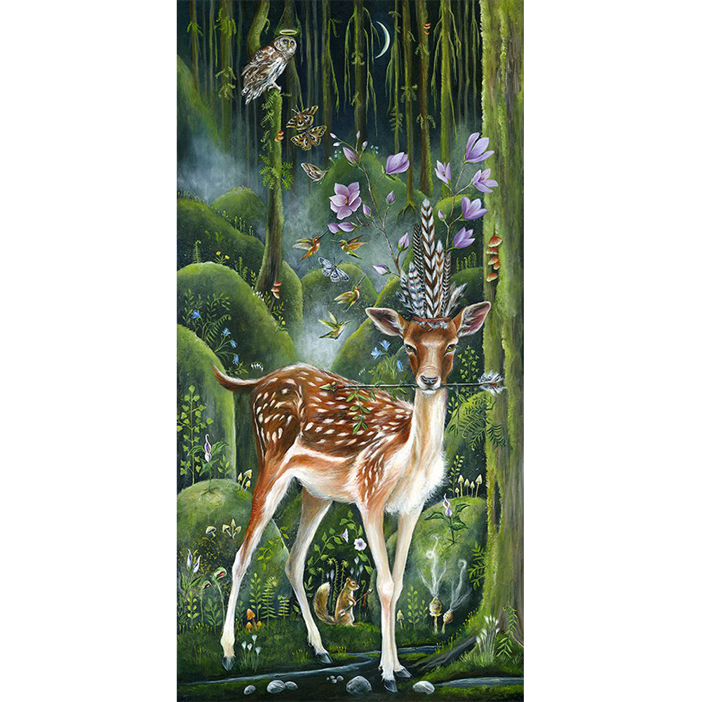 

40*80CM - Round Drill Diamond Painting - Fawn in the forest, 501 Original