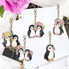 5PCS-Pingouin-Double face perceuse-diamant porte-clés