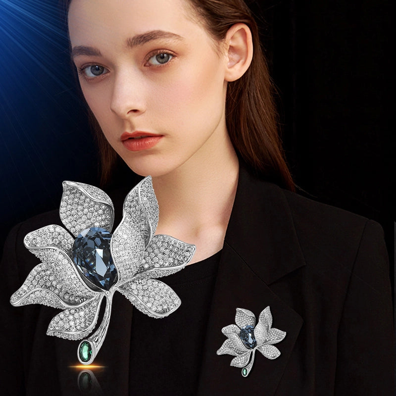 Retro Pin Flower Copper Plating Inlay Zircon Women’s Brooches