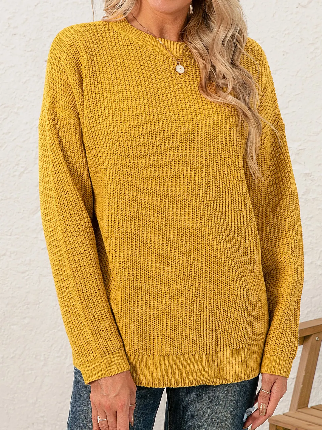 Women Sweet Mid-weight Micro-Elasticity Date Long sleeve Crew Neck Regular Sweater