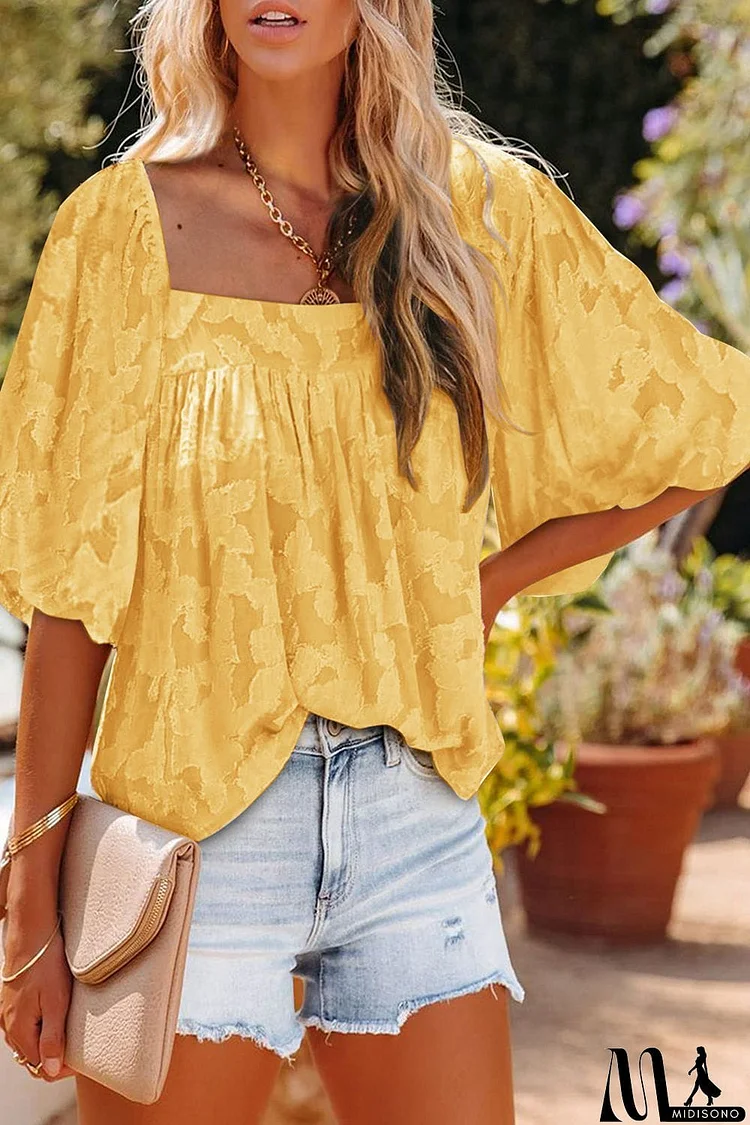 Square Neck Puff Sleeve Blouse