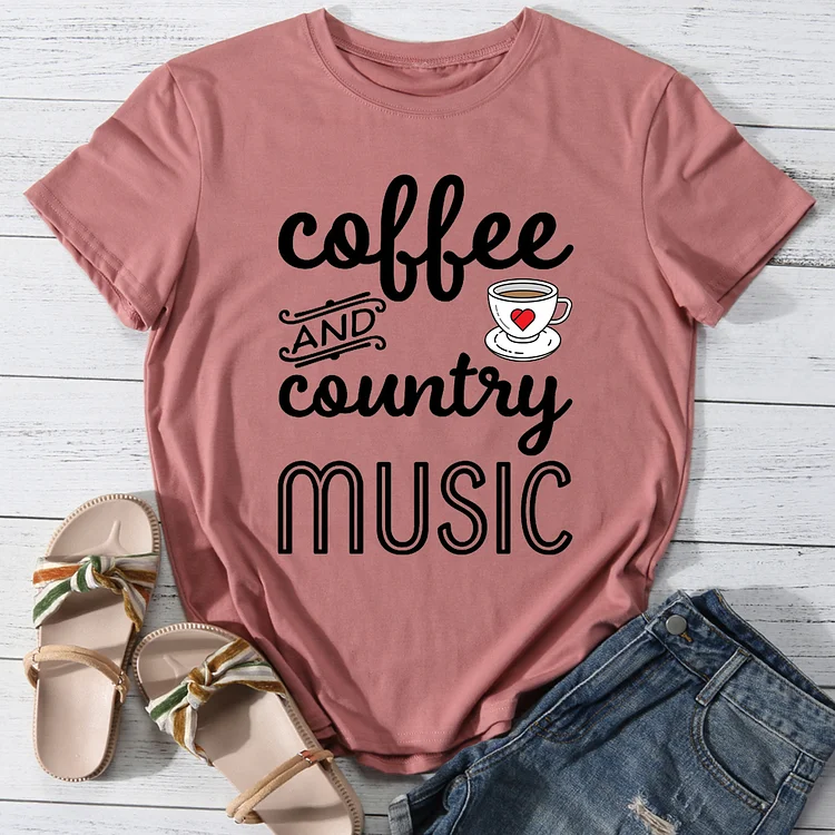 Coffee and country music T-Shirt Tee-Annaletters