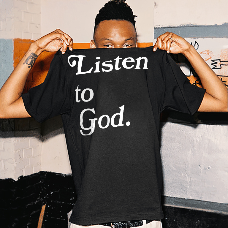 Sopula Listen To God Graphic Print T-Shirt - Sopula ｜Premium Graphic Tees & Graphic Streetwear