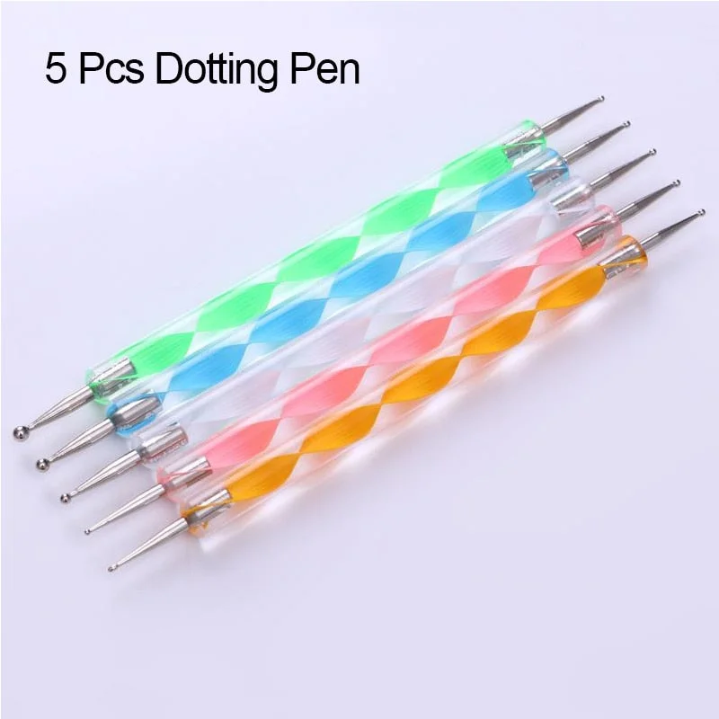 3/5/7/10PCS Multi-Styles Nail Wood Sticks Nail Dotting Pen Nail Brush Kits Nail Art Rhinestones Gems Picking Pen Nail Art Tools-Nail Inspo