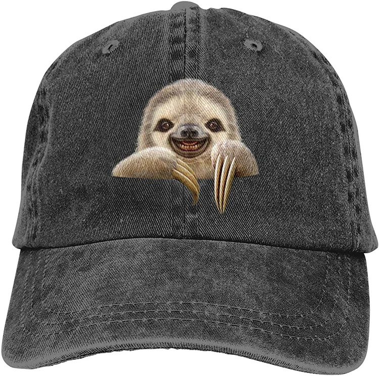 Unisex Pocket Sloth Vintage Jeans Adjustable Baseball Cap Cotton Denim Dad Hat Adult Unisex Four Seasons Casual