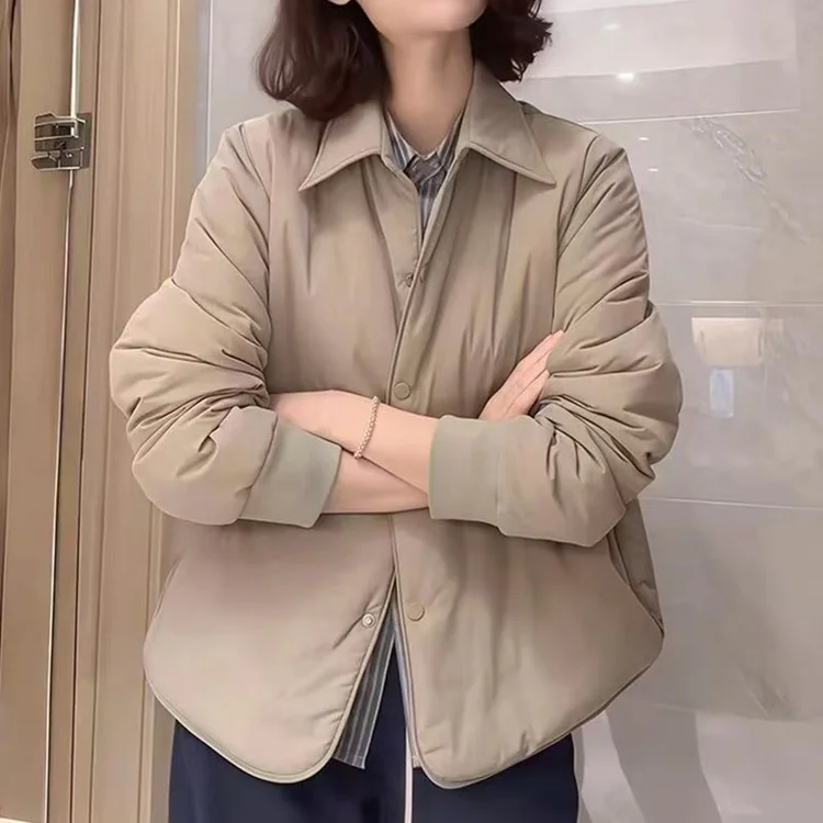 Athvotar Athvotar Collar Dark Buckle Cotton Coat Short Coat Women's Autumn And Winter New Loose Thin Cotton Coat Tide