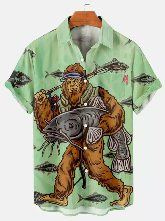 Men's Fishing Master Print Shirt PLUSCLOTHESMAN