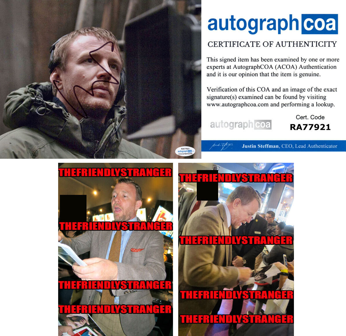 GUY RITCHIE signed Autographed 8X10 Photo Poster painting c PROOF - DIRECTOR Snatch ACOA COA