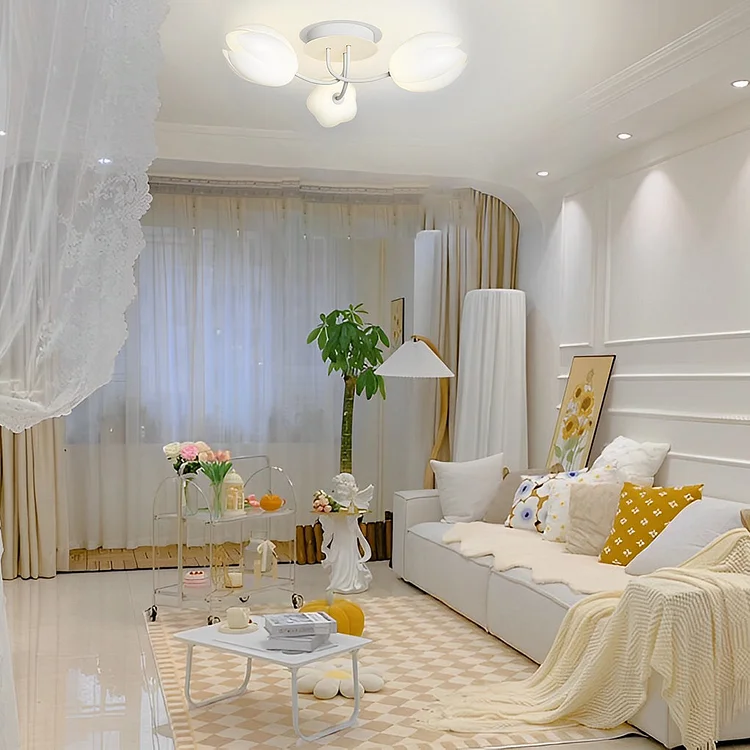 Tulips Flowers G9 14W White Minimalist Ceiling Lights Chandelier - Appledas