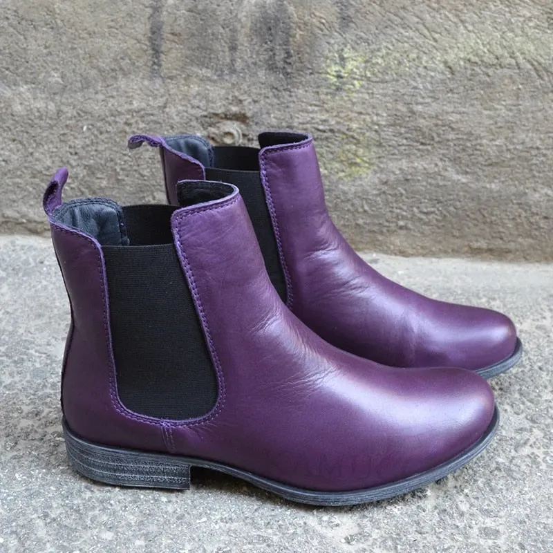 Lady Chelsea Boots PU Leather Boots Women Casual Shoes Female Ankle Boots Woman Mid Calf Booties Autumn Fashion Platform Booties