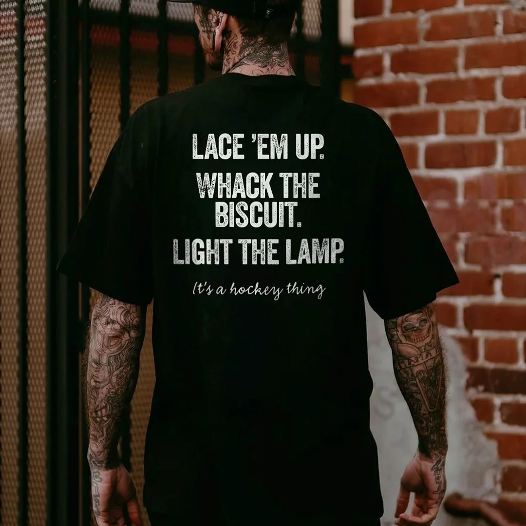 LACE'EM UP WHACK THE BISCUIT Black Print T-Shirt