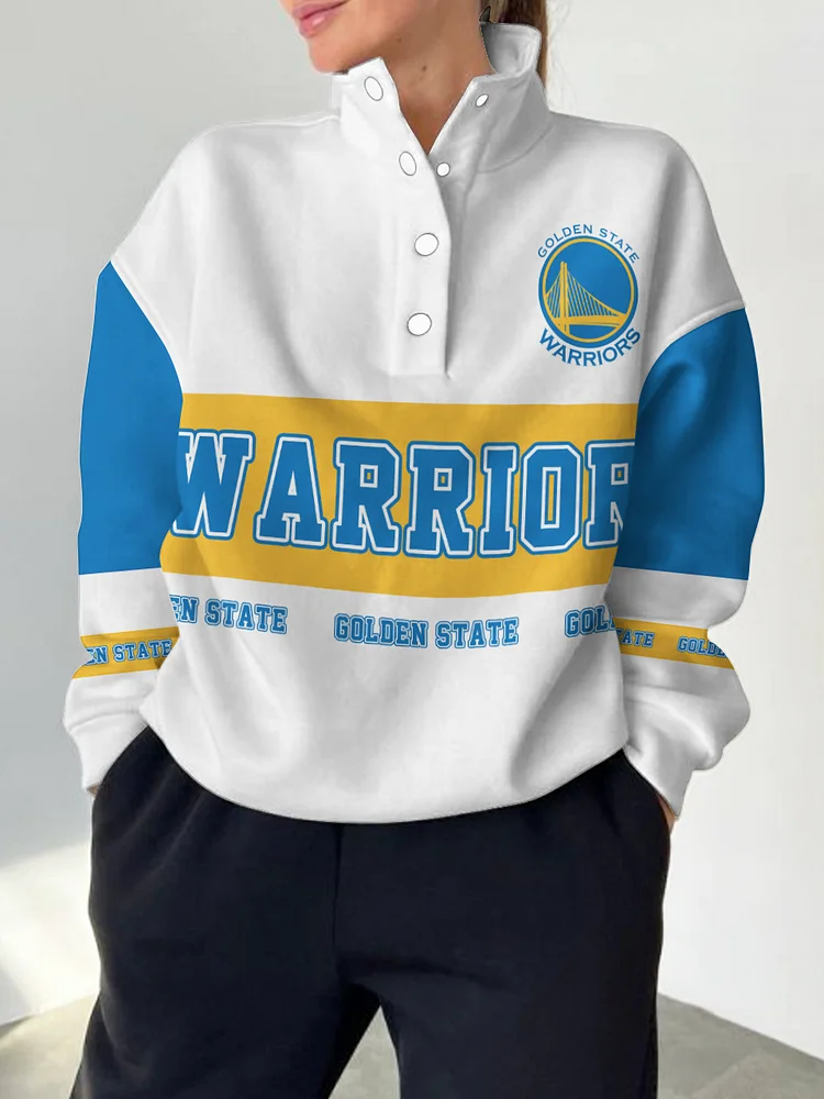 Golden State Warriors  2025 New Design Casual Snap Mockneck Pullover