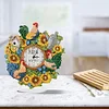(US Local)5D DIY Special Shape Diamond Painting Desk Ornament Handmade Clock Kit(Sunflower Rooster)