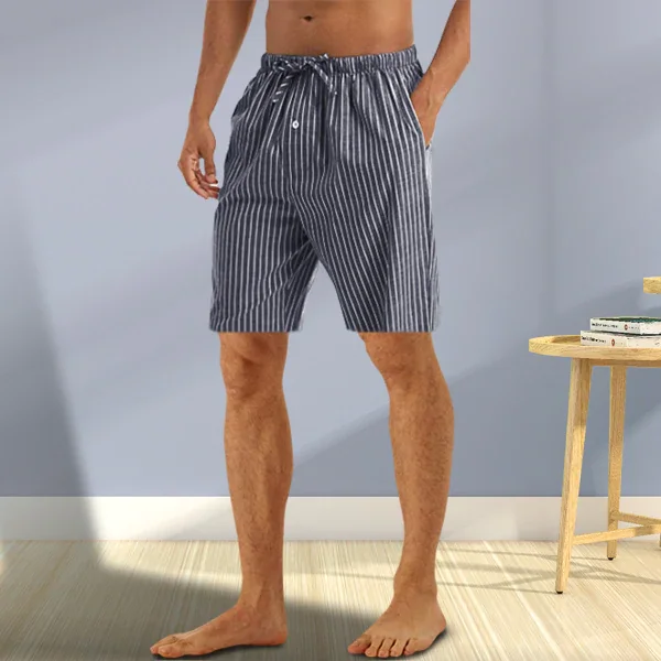 Men's Stripes Made of 100% Cotton Homewear Casual Shorts