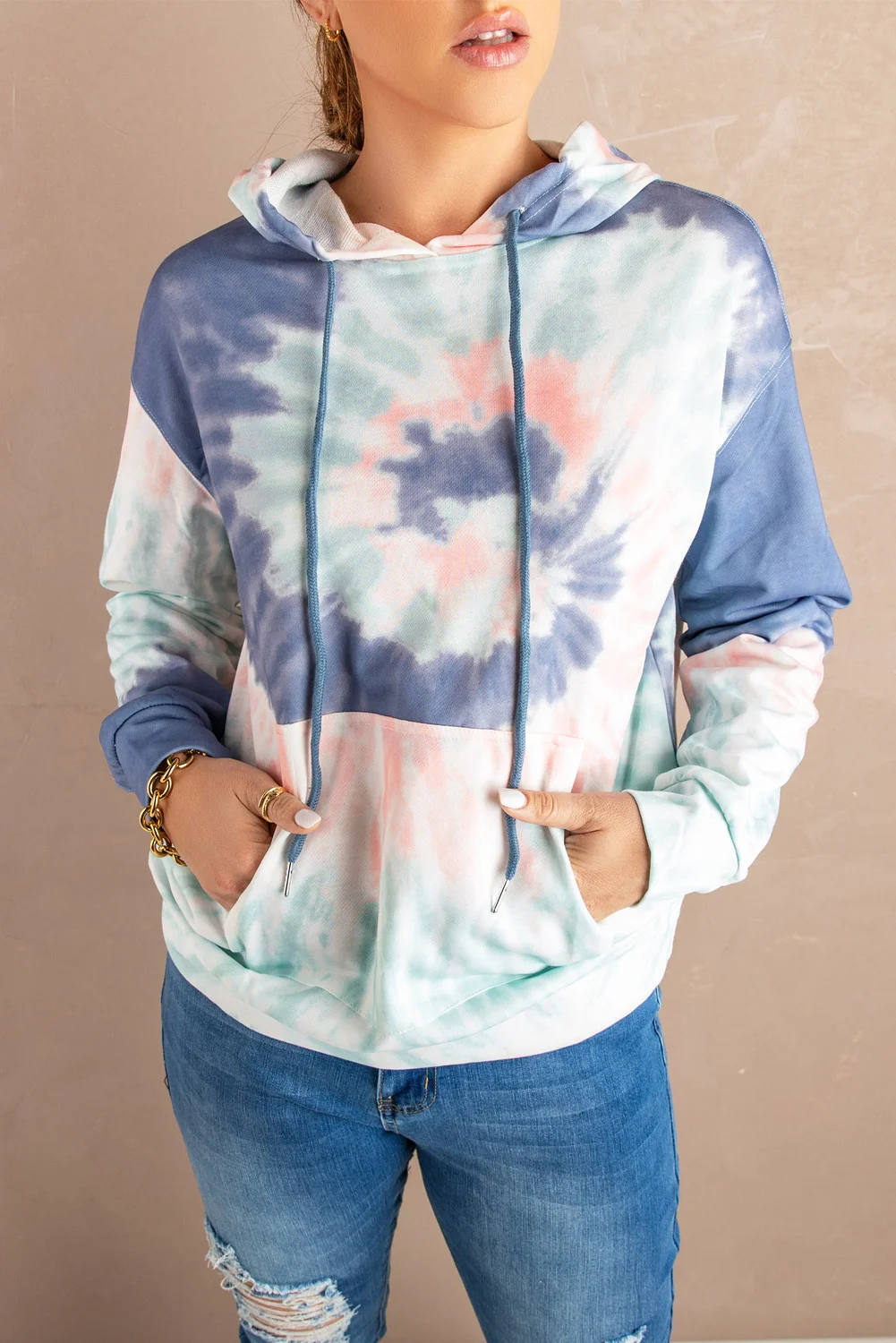 Multicolor Tie-dye Print Pullover Hoodie | IFYHOME