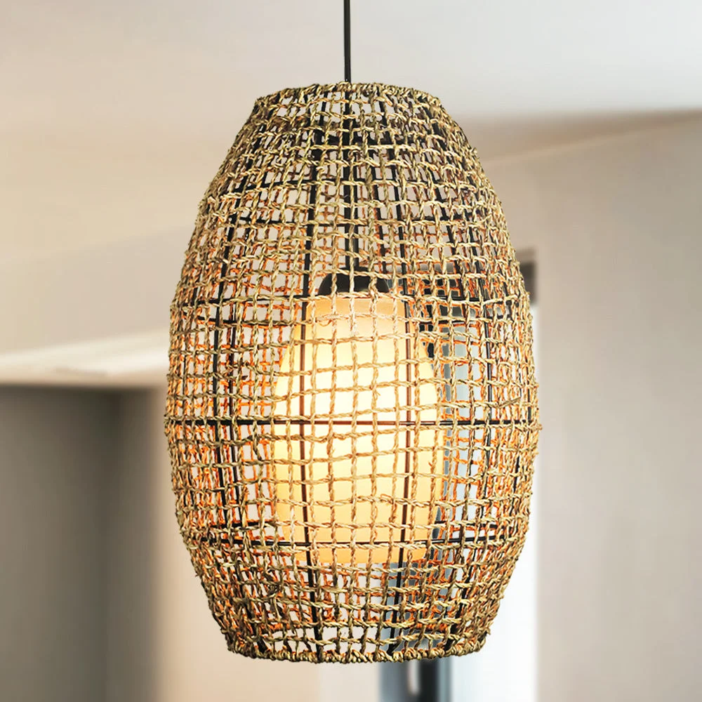 Coastal Bohemian Rope Pendant Light Hanging Lamp