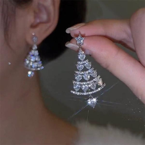  Christmas Sparkly Diamond Tassel Earrings