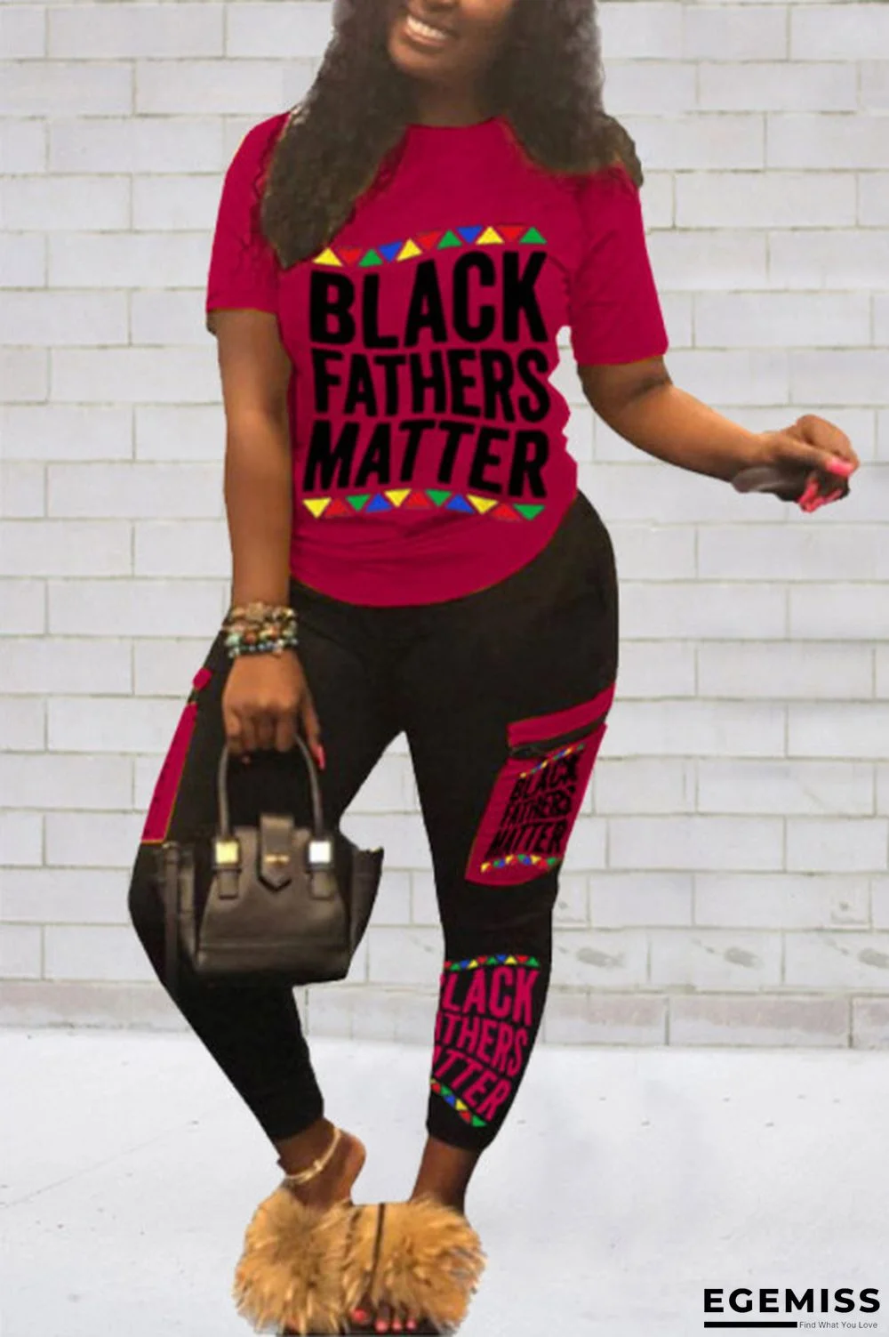 Wine Red Fashion Sexy adult Ma'am Patchwork Print Two Piece Suits pencil Short Sleeve Two Pieces | EGEMISS