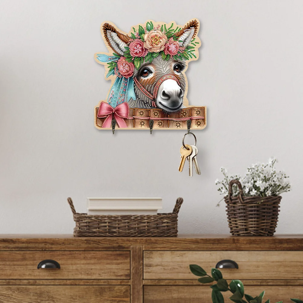 DIY Donkey 3 Hooks Diamond Painting Pet Hook Rail Diamond Art Hanging Hooks