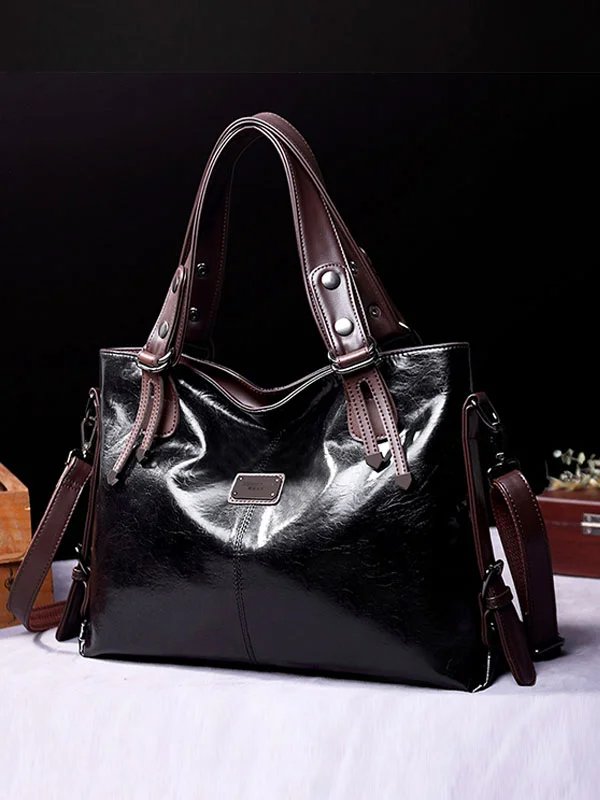 Casual Soft Leather Shoulder Crossbody Large Capacity Tote Bag