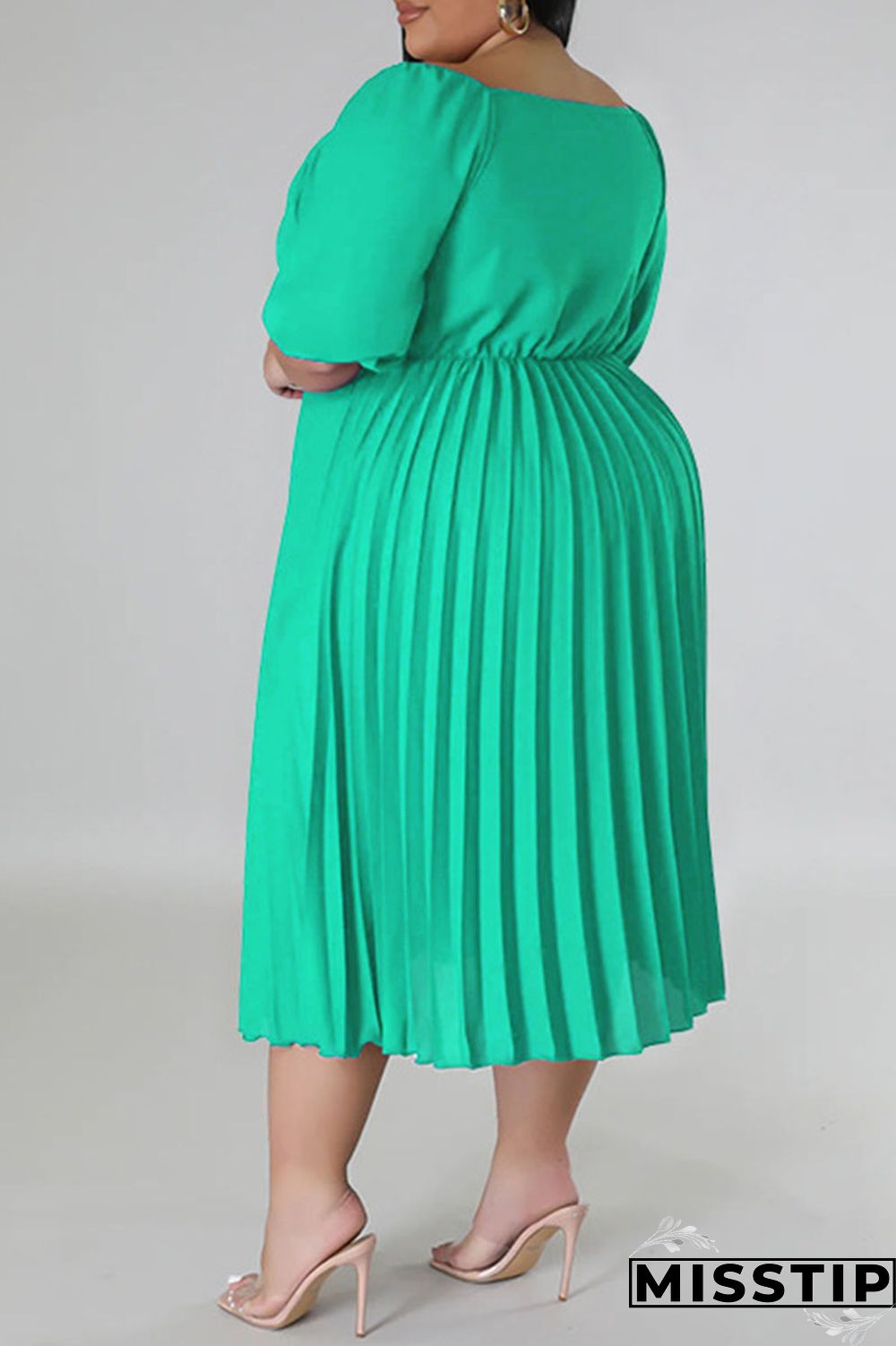 White Casual Solid Patchwork Fold V Neck Straight Plus Size Dresses