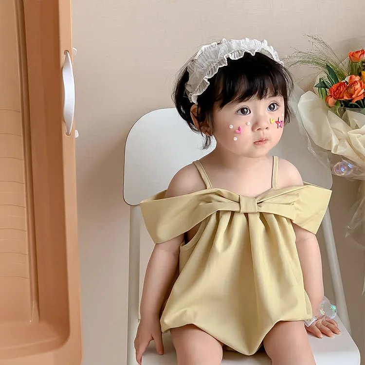 Baby Bowknot Off Shoulder Bodysuit